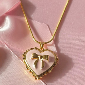 Princess bow locket necklace~