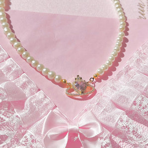 Pearl Saturn and heart necklace~