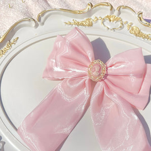 Cameo organza pink hair bow~