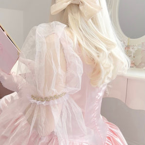 Creamy Cameo organza hair bow~