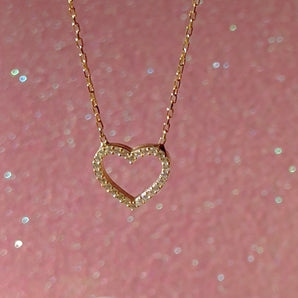 925 Sterling Silver and gold vermeil minimal heart necklace~