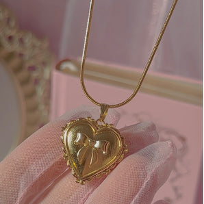 Princess bow locket necklace~