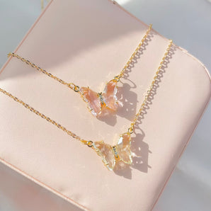 Gold plated butterfly necklace~