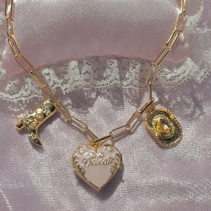Delicate locket charm necklace~