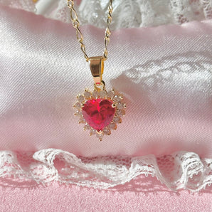 LDR red heart necklace~