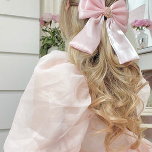 Cameo organza pink hair bow~