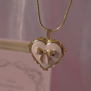 Princess bow locket necklace~