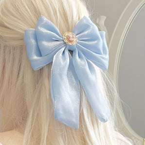 Blue Cameo organza hair bow~