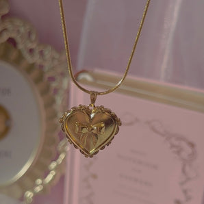 Princess bow locket necklace~