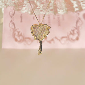 925 Sterling silver Diamond Castle Mirror Necklace~
